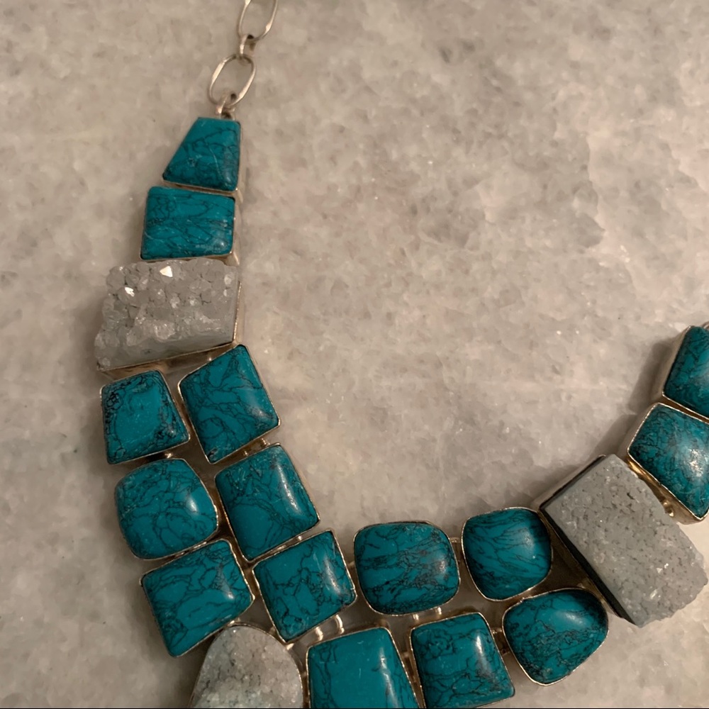 Druzy Turquoise Statement Necklace - image 3